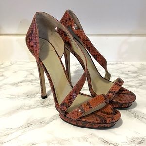 Brian Atwood Consort Red Snakeskin Heels